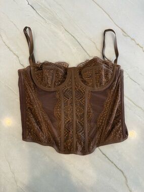 Chocolate Brown Lace Corset Top